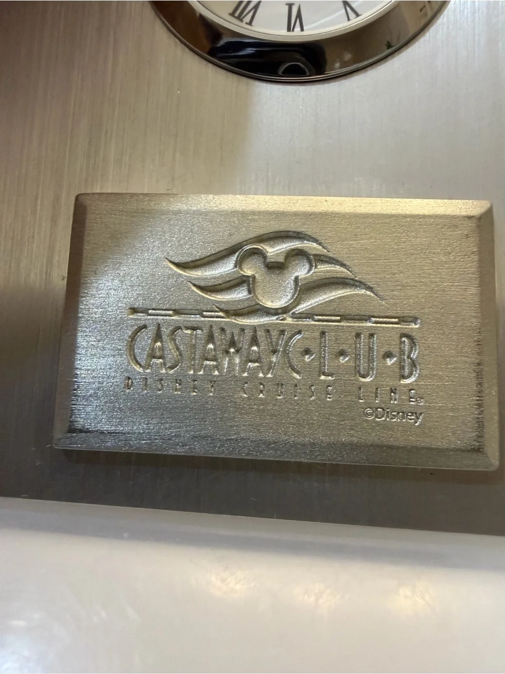 Disney Cruise Line Castaway Club Desk Clock Silver Member Gift Collectible Boxed